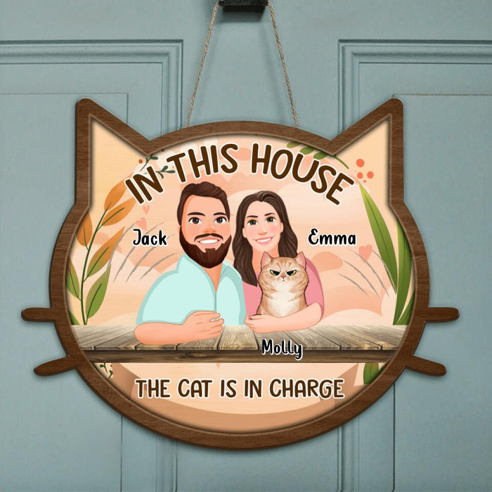 Custom Personalized Cat Door Sign - Upto 6 Cats - Gift Idea For Cat Lovers - Home Is Where The Cats Are