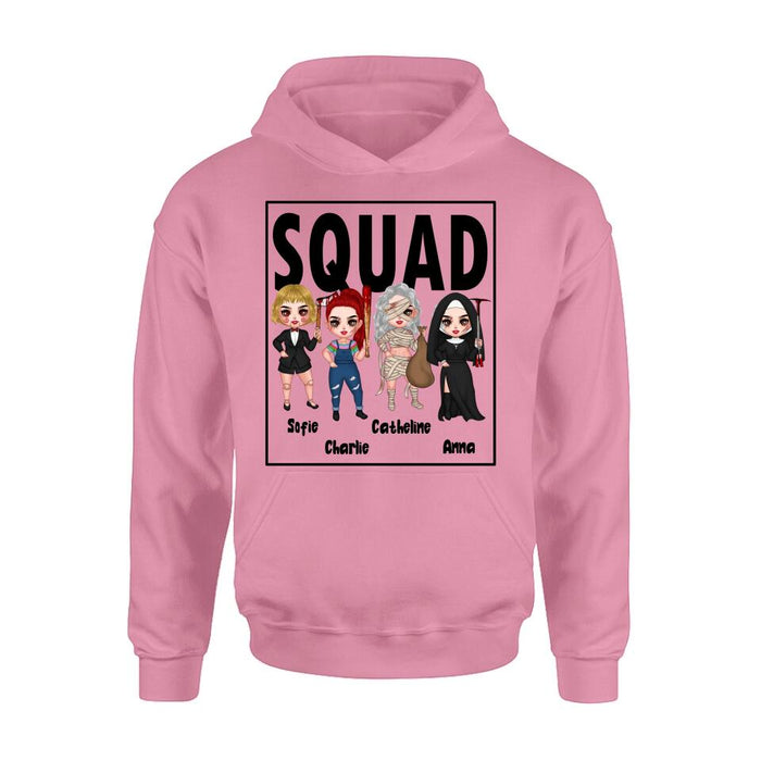 Custom Personalized Squad Goals Halloween Shirt/ Hoodie - Halloween Gift For Friends - Upto 4 Girls