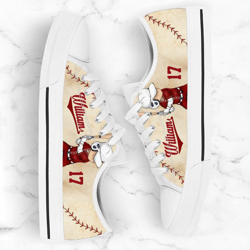 Personalized Baseball Low Top Sneakers - Gift Idea For Baseball Lover/Birthday Gift