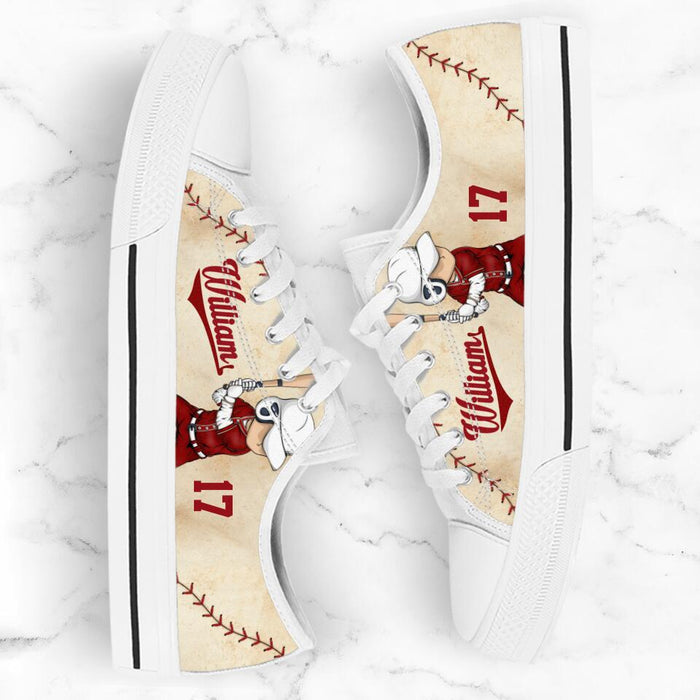 Custom Personalized Baseball Low Top Sneakers - Gift Idea For Baseball Lover/ Birthday Gift