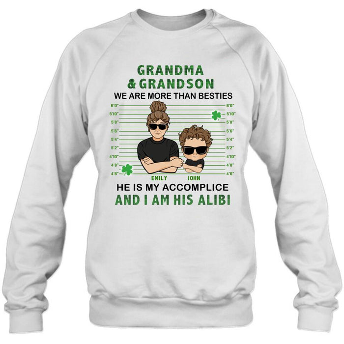 Custom Personalized Grandma Shirt - Gift Idea For St Patrick's Day - Grandma & Grandson We Are More Than Besties
