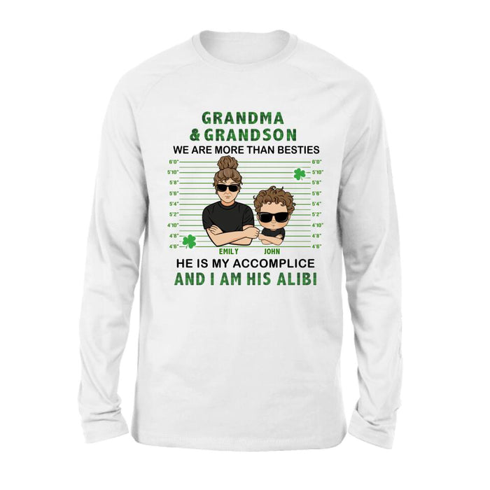 Custom Personalized Grandma Shirt - Gift Idea For St Patrick's Day - Grandma & Grandson We Are More Than Besties