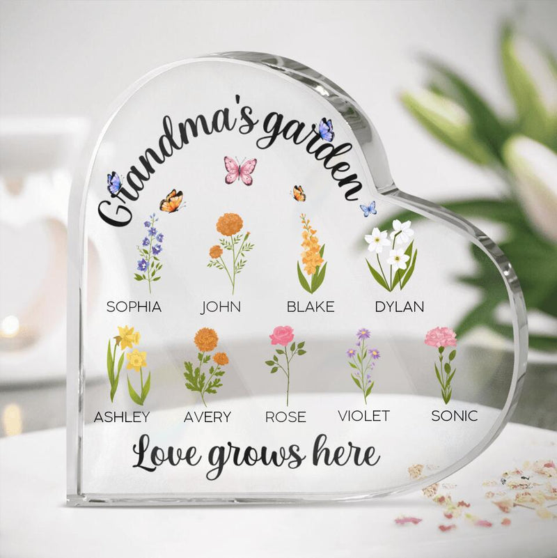 Personalized Grandma's Garden Acrylic Plaque - Gift Idea For Grandma/Garden Lover - Love Grows Here