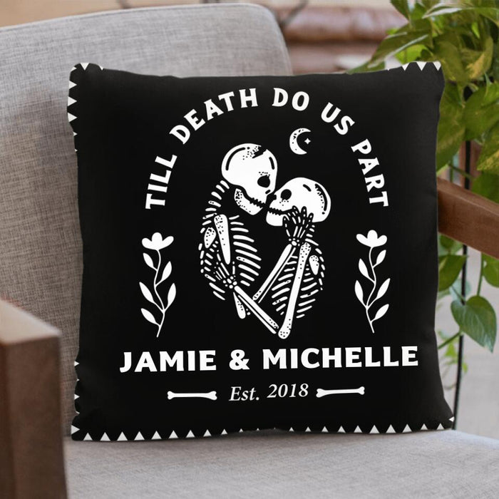 Custom Personalized Skull Couple Fleece/ Quilt Blanket & Pillow Cover - Gift Idea For Couple - Till Death Do Us Part