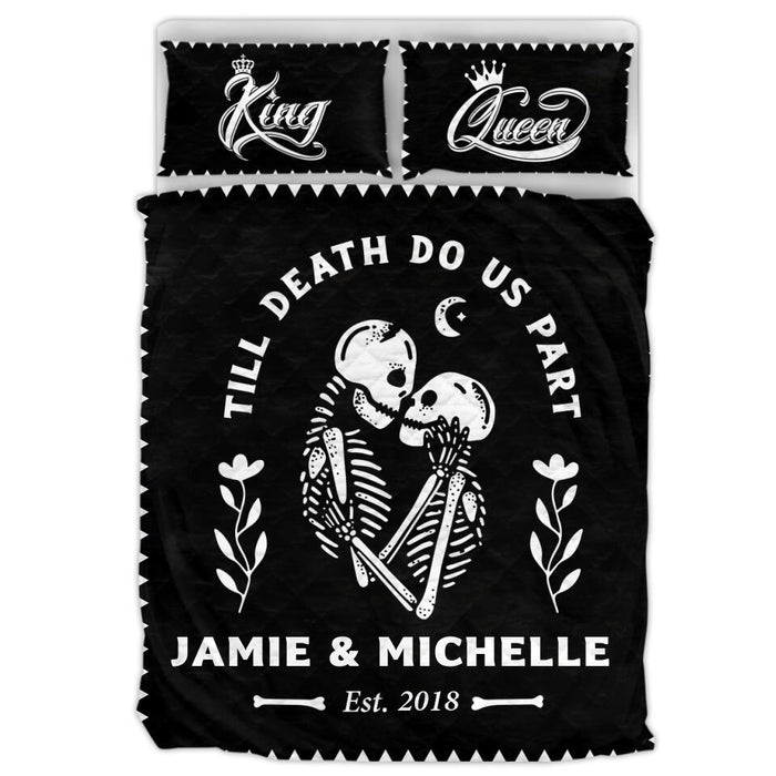 Custom Personalized Skull Couple Quilt Bed Set - Gift Idea For Couple - Till Death Do Us Part