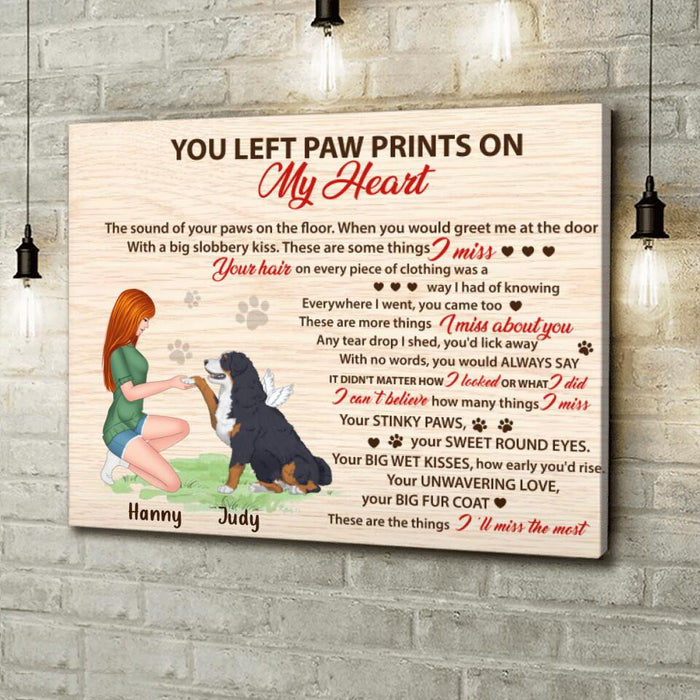 Custom Personalized Memorial Dog Canvas - Memorial Passing Gift For Dog Lover - You Left Paw Prints On My Heart