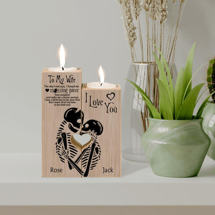 Personalized To My Wife Heart Candle Holder - Gift Idea For Couple - To My Wife
