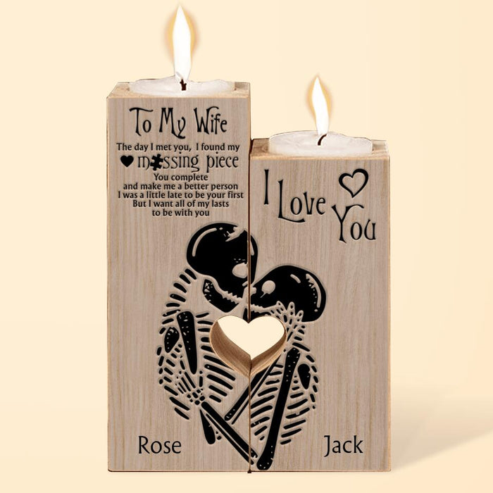 Personalized To My Wife Heart Candle Holder - Gift Idea For Couple - To My Wife