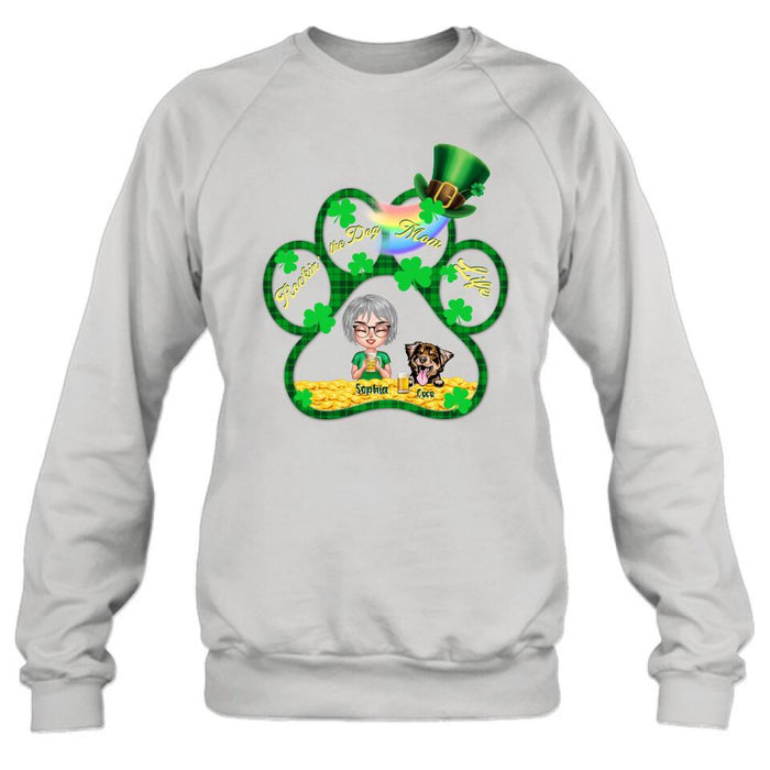 Custom Personalized Dog Mom Shirt - Upto 4 Dogs - Gift Idea For St Patrick's Day - Rockin' The Dog Mom Life