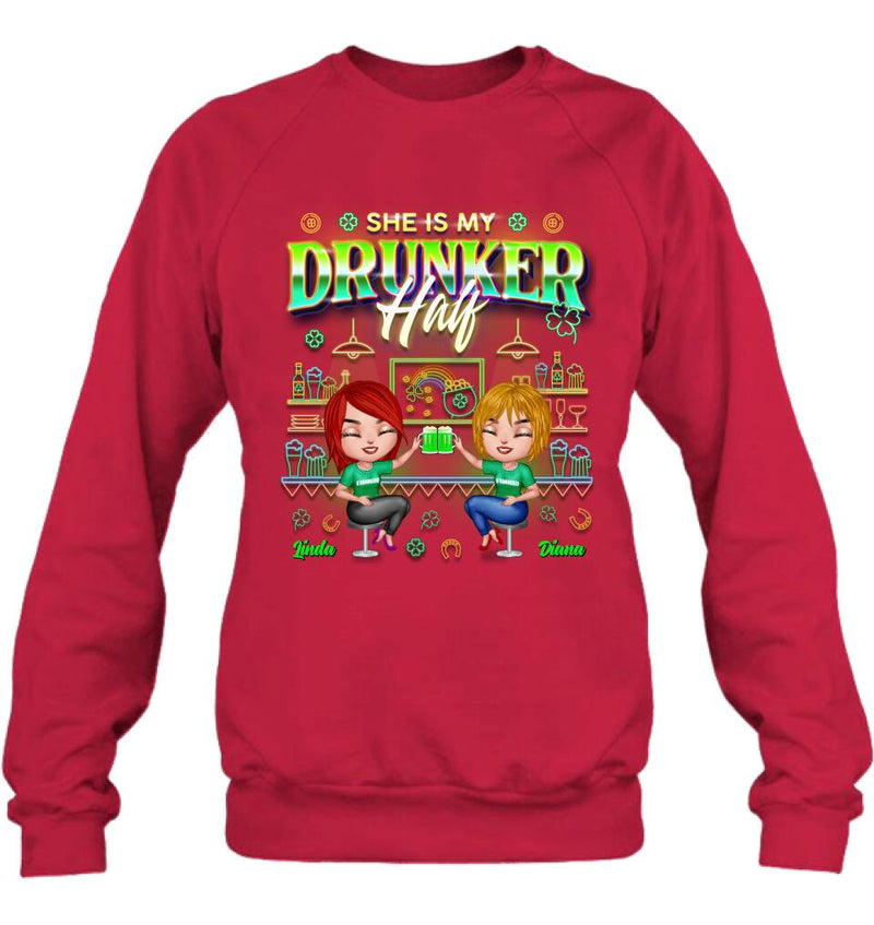 Personalized Drunker Half Shirt - Up to 5 People - Gift Idea For St. Patrick's Day - She Is My Drunker Half