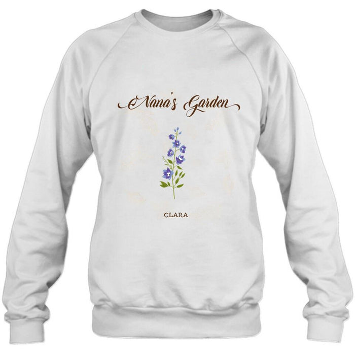 Custom Personalized Nana's Garden Shirt/ Pullover Hoodie - Gift Idea For Grandma With Upto 9 Grandkids