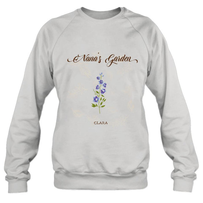 Custom Personalized Nana's Garden Shirt/ Pullover Hoodie - Gift Idea For Grandma With Upto 9 Grandkids