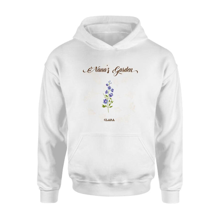 Custom Personalized Nana's Garden Shirt/ Pullover Hoodie - Gift Idea For Grandma With Upto 9 Grandkids