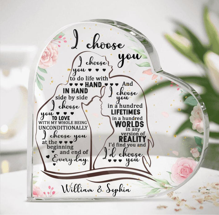 Custom Personalized Couple Crystal Heart - Gift Idea For Couple - I Choose You