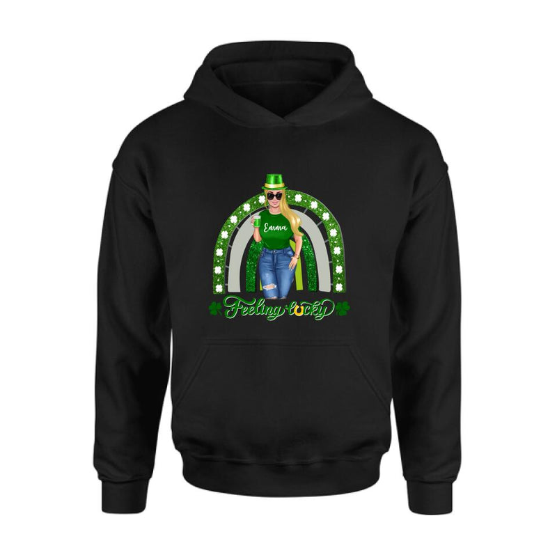 Personalized Irish Girl Unisex T-shirt/Sweatshirt/Hoodie - Gift Idea For St Patrick's Day - Feeling Lucky