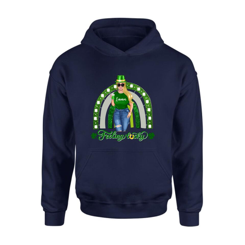 Personalized Irish Girl Unisex T-shirt/Sweatshirt/Hoodie - Gift Idea For St Patrick's Day - Feeling Lucky