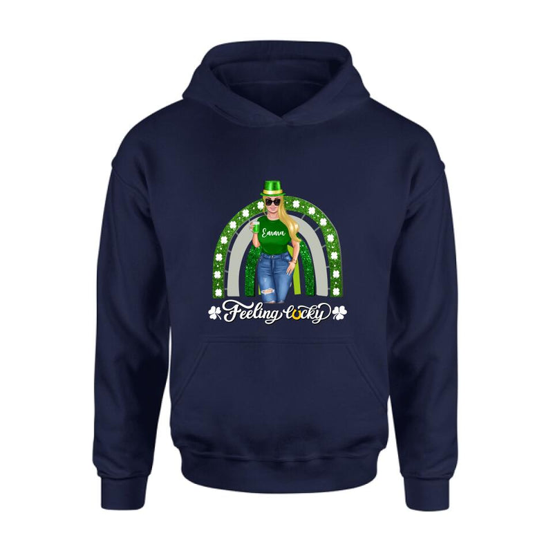 Personalized Irish Girl Unisex T-shirt/Sweatshirt/Hoodie - Gift Idea For St Patrick's Day - Feeling Lucky