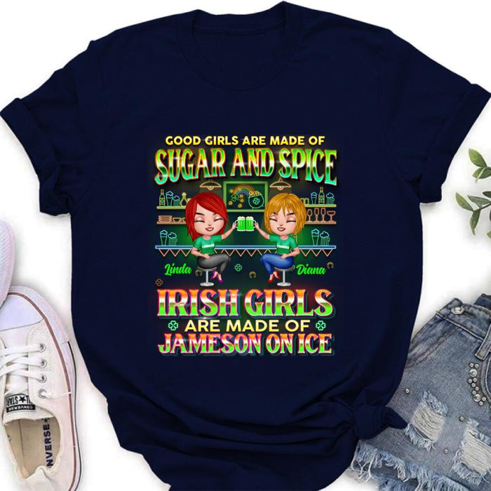 Custom Personalized Irish Girls Shirt/Hoodie - Upto 4 Girls - Gift Idea For St. Patrick's Day - Good Girls Are Made Of Sugar And Spice