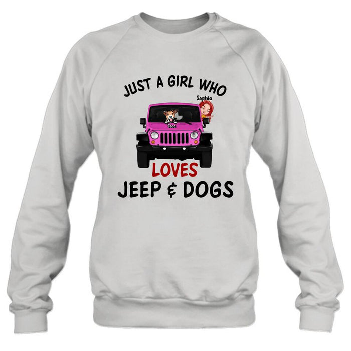 Custom Personalized Dog Mom & Off-road T-shirt - Up to 5 Dogs - Best Gift For Dog Lovers/Mother's Day - Just A Girl