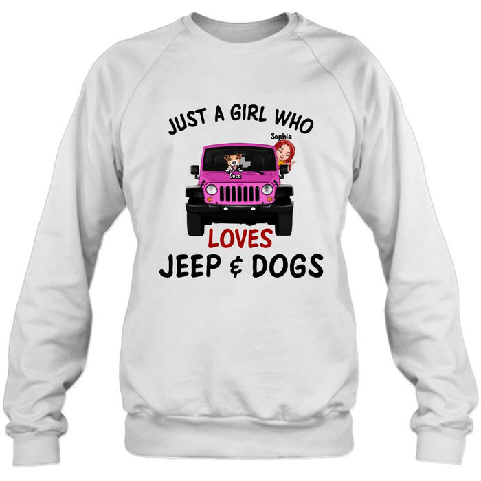 Custom Personalized Dog Mom & Off-road T-shirt - Up to 5 Dogs - Best Gift For Dog Lovers/Mother's Day - Just A Girl