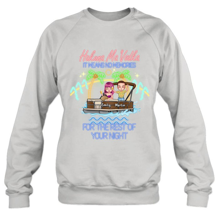 Custom Personalized Pontoon Friends Shirt/ Pullover Hoodie - Upto 4 People - Gift Idea For Friends - There Are Two Absolutes In Life Pontoon Friends And Alcohol