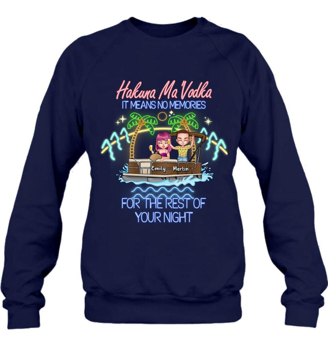 Custom Personalized Pontoon Friends Shirt/ Pullover Hoodie - Upto 4 People - Gift Idea For Friends - There Are Two Absolutes In Life Pontoon Friends And Alcohol