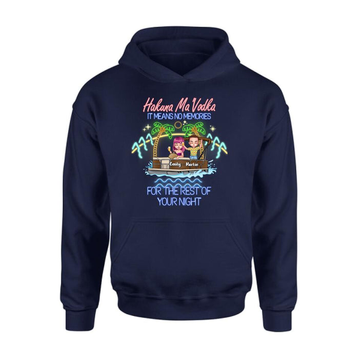 Custom Personalized Pontoon Friends Shirt/ Pullover Hoodie - Upto 4 People - Gift Idea For Friends - There Are Two Absolutes In Life Pontoon Friends And Alcohol