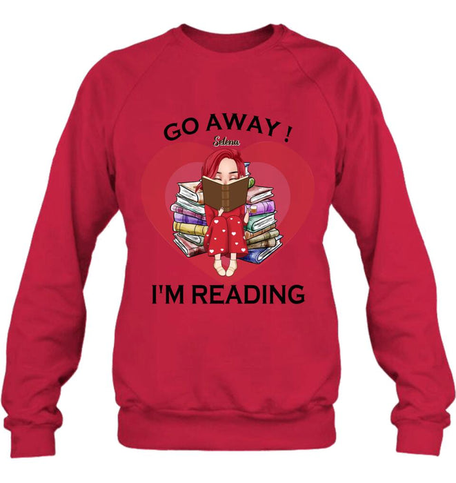 Custom Personalized Reading Girl Shirt/ Pullover Hoodie - Gift Idea For Books Lover - Go Away I'm Reading