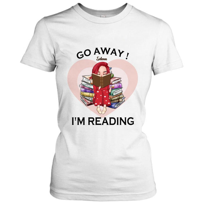 Custom Personalized Reading Girl Shirt/ Pullover Hoodie - Gift Idea For Books Lover - Go Away I'm Reading