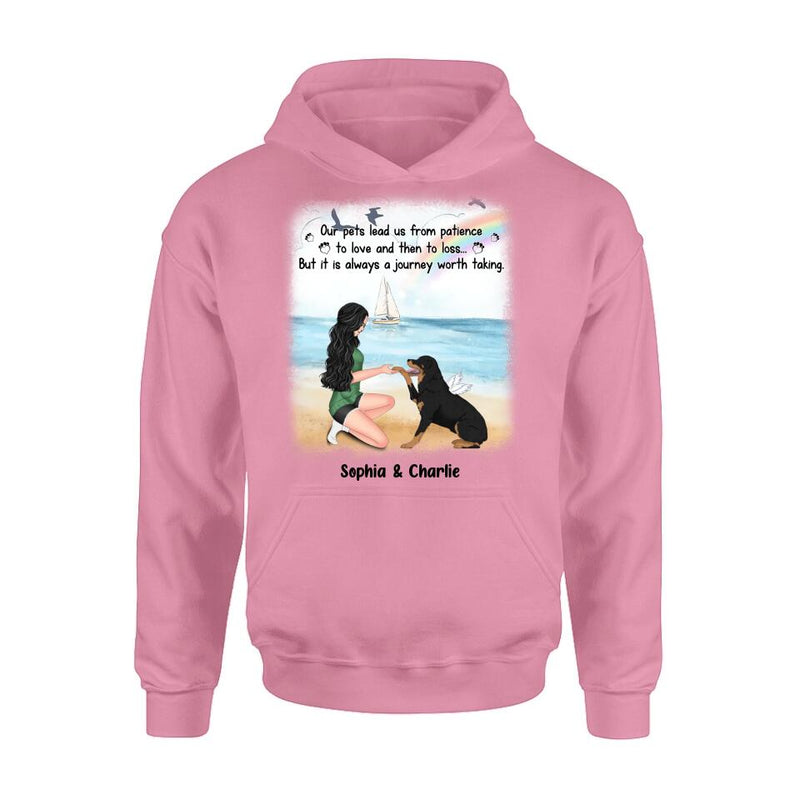 Personalized Dog Mom Shirt/Hoodie - Memorial Gift For Dog Mom/Dog Lover - Our pets lead us from patience to love and then to loss