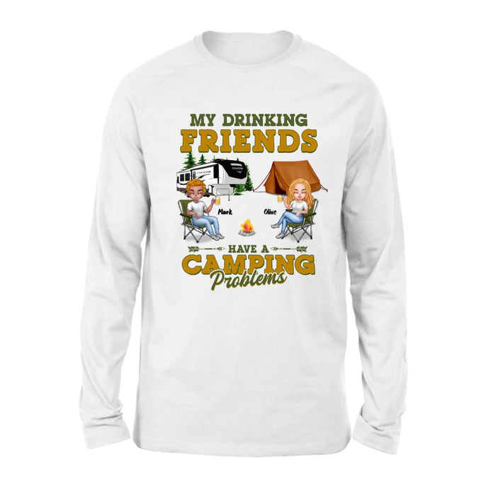 Custom Personalized Camping Friends Shirt - Upto 7 People - Gift For Camping Lovers/Friends - Let's Drink And Watch People Park Their Campers