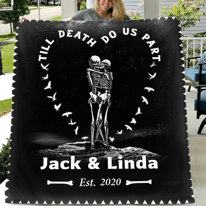 Custom Personalized Skull Couple Fleece/ Quilt Blanket & Pillow Cover - Gift Idea For Couple - Till Death Do Us Part