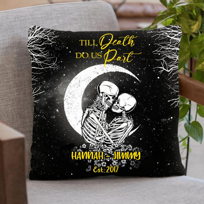 Custom Personalized Skull Couple Quilt/Fleece Blanket & Pillow Cover - Gift Idea For Couple - Till Death Do Us Part