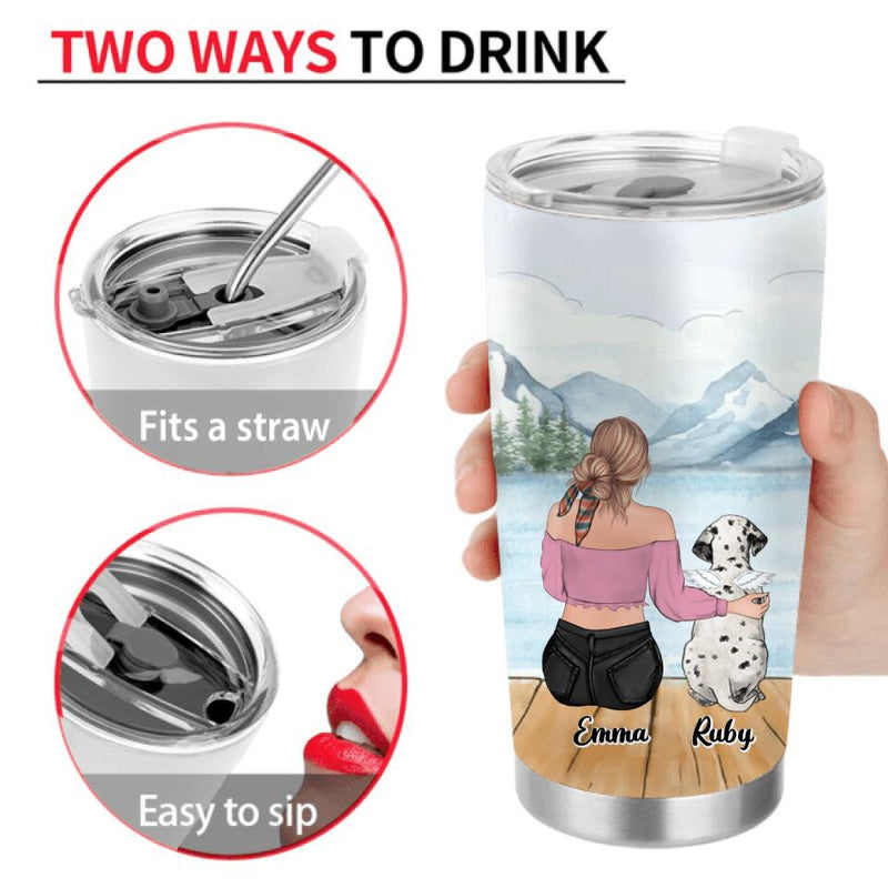 Personalized Memorial Pet Tumbler - Up to 5 Dogs/Cats - Memorial Gift Idea For Dog/Cat Lovers - The Moment That You Left Me