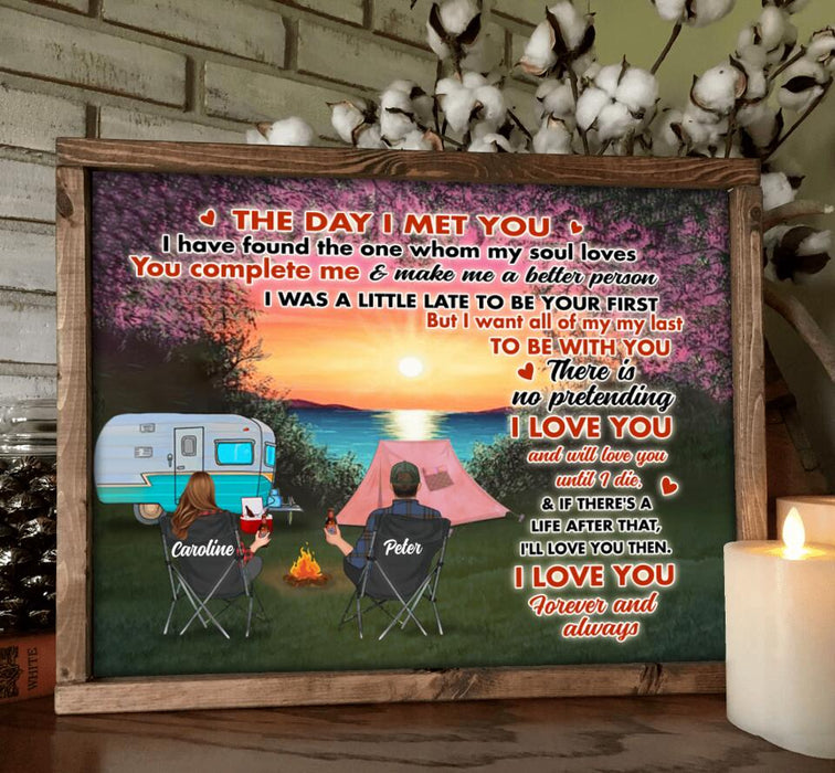 Custom Personalized Couple Camping Poster - Couple With Up to 3 Pets - Gift Idea For Camping Lover - I Love You Forever And Always