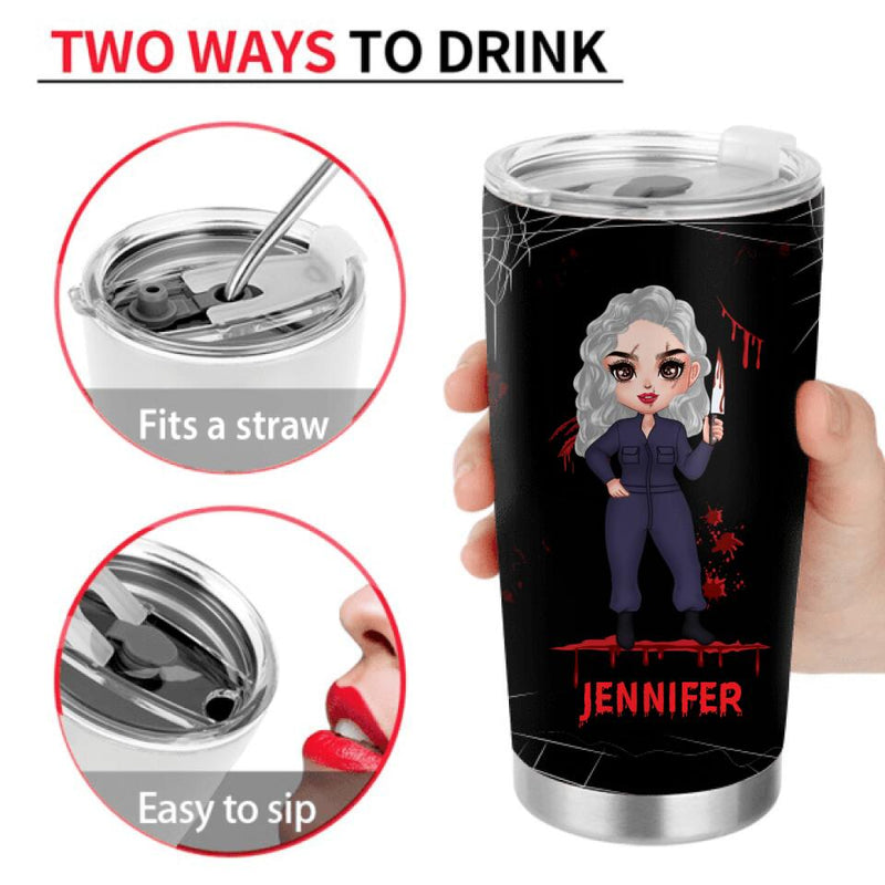 Personalized Watch Enough Murder Shows Tumbler - Gift For Girls - Just A Girl Who Loves Horror Movies