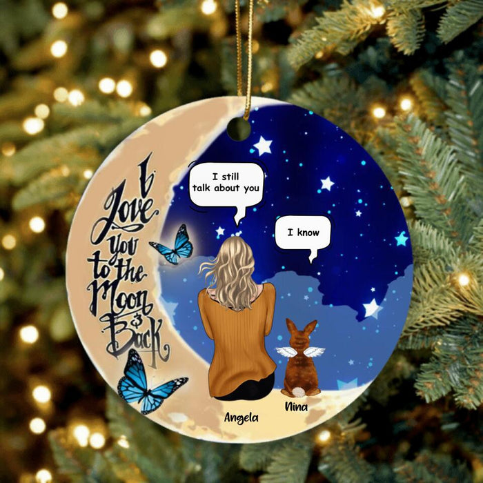 Custom Personalized Memorial Rabbit Ornament - Upto 4 Rabbits - Memorial Gift For Rabbit Lovers - I Love You To The Moon & Back
