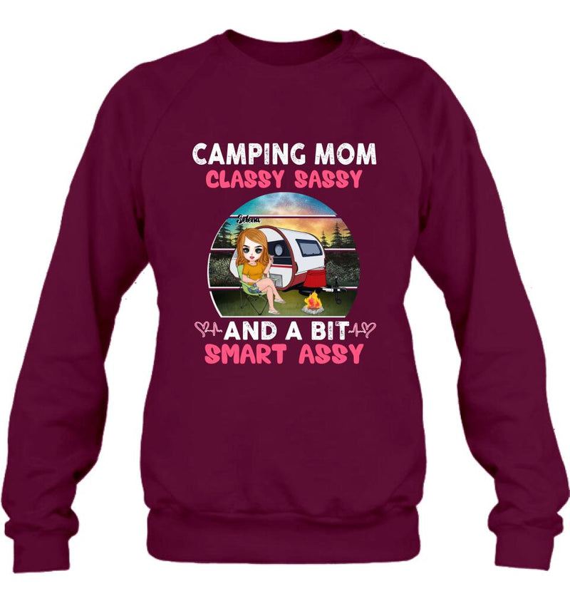 Personalized Camping Mom Shirt/Pullover Hoodie - Gift Idea For Camping Lover/Mother's Day - Camping Mom Classy Sassy And A Bit Smart Assy