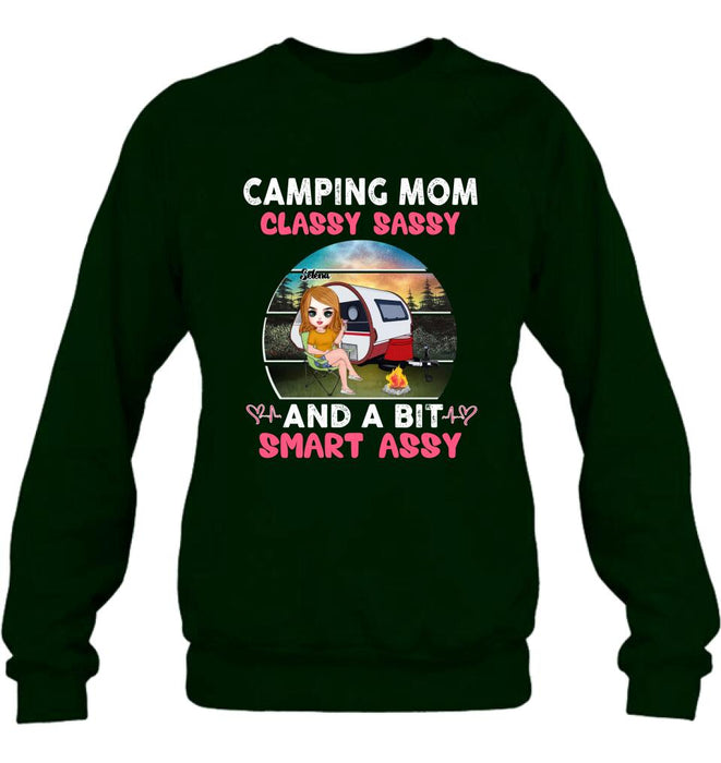 Custom Personalized Camping Mom Shirt/ Pullover Hoodie - Gift Idea For Camping Lover/ Mother's Day - Camping Mom Classy Sassy And A Bit Smart Assy