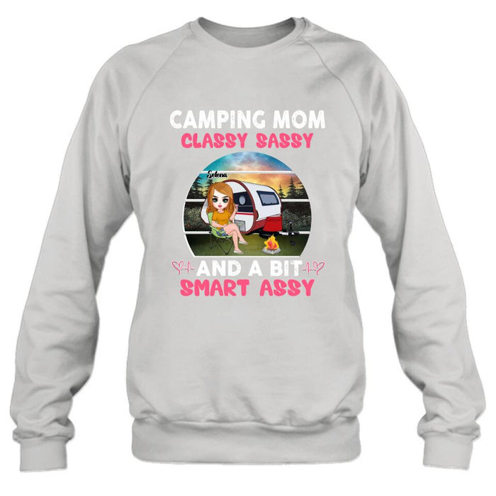 Custom Personalized Camping Mom Shirt/ Pullover Hoodie - Gift Idea For Camping Lover/ Mother's Day - Camping Mom Classy Sassy And A Bit Smart Assy