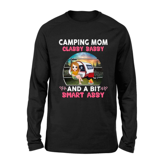 Custom Personalized Camping Mom Shirt/ Pullover Hoodie - Gift Idea For Camping Lover/ Mother's Day - Camping Mom Classy Sassy And A Bit Smart Assy