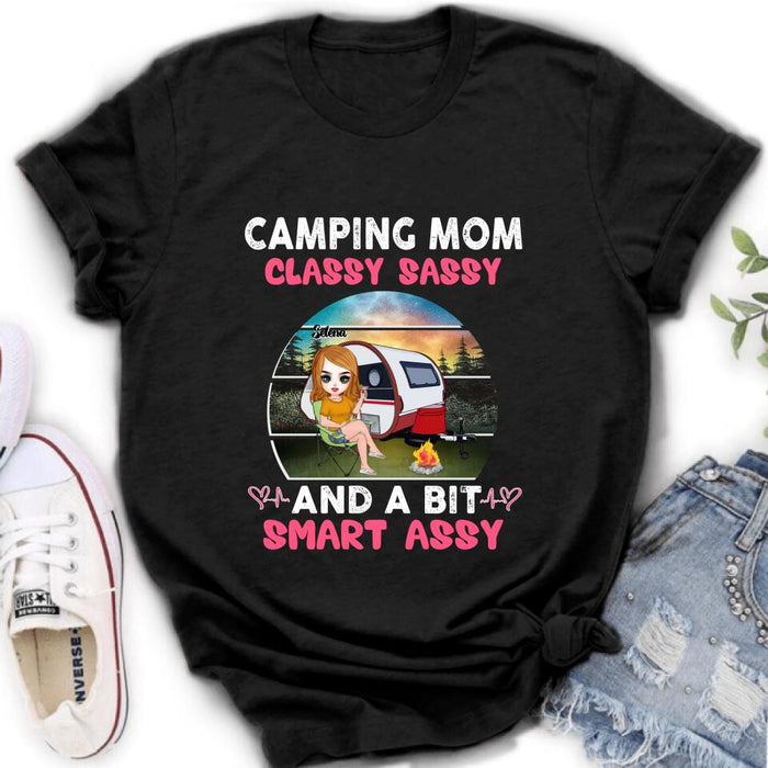 Custom Personalized Camping Mom Shirt/ Pullover Hoodie - Gift Idea For Camping Lover/ Mother's Day - Camping Mom Classy Sassy And A Bit Smart Assy