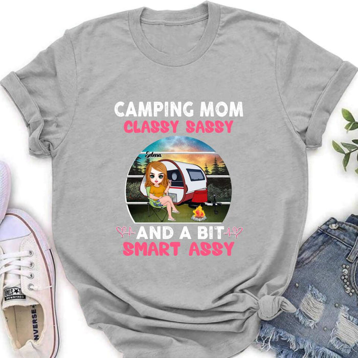 Custom Personalized Camping Mom Shirt/ Pullover Hoodie - Gift Idea For Camping Lover/ Mother's Day - Camping Mom Classy Sassy And A Bit Smart Assy