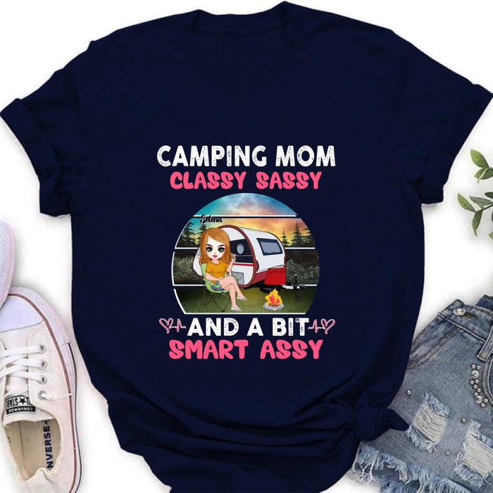 Custom Personalized Camping Mom Shirt/ Pullover Hoodie - Gift Idea For Camping Lover/ Mother's Day - Camping Mom Classy Sassy And A Bit Smart Assy