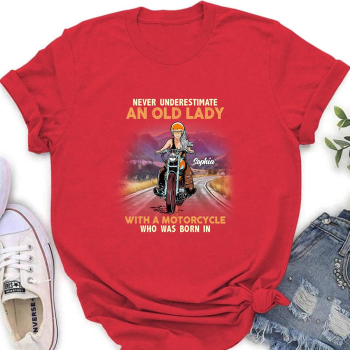 Custom Personalized Biker Grandma Shirt/ Pullover Hoodie - Mother's Day Gift For Grandma/Biker - Assuming I'm Just An Old Lady Was Your First Mistake