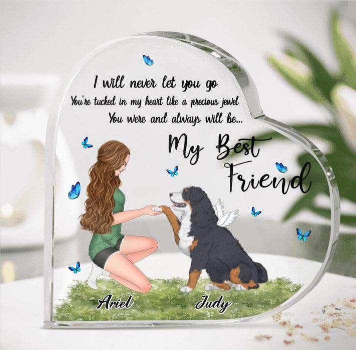 Custom Personalized Girl And Dog Crystal Heart - Gift Idea For Dog Lovers - I Will Never Let You Go