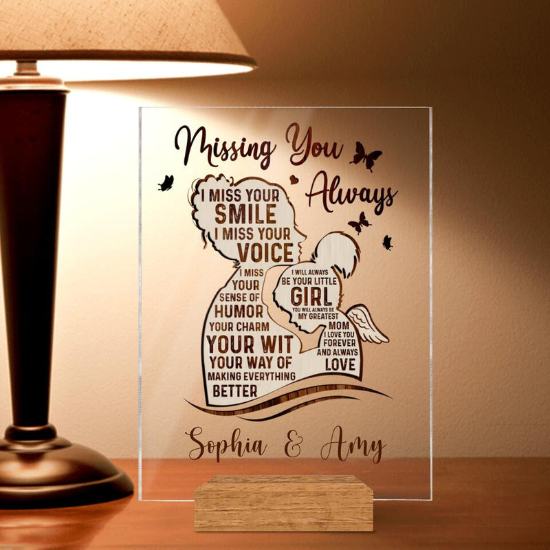 Personalized Mom And Daughter Acrylic Plaque - Memorial Gift For Mother's Day/Family - Missing You Always