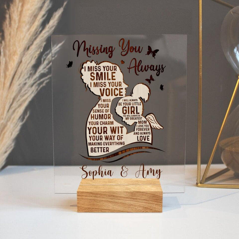 Personalized Mom And Daughter Acrylic Plaque - Memorial Gift For Mother's Day/Family - Missing You Always