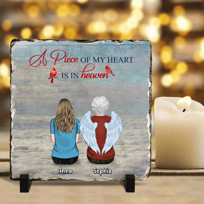 Custom Personalized Memorial Family Square Lithograph - Memorial Gift For Family - Up to 4 People - A Piece Of My Heart Is In Heaven