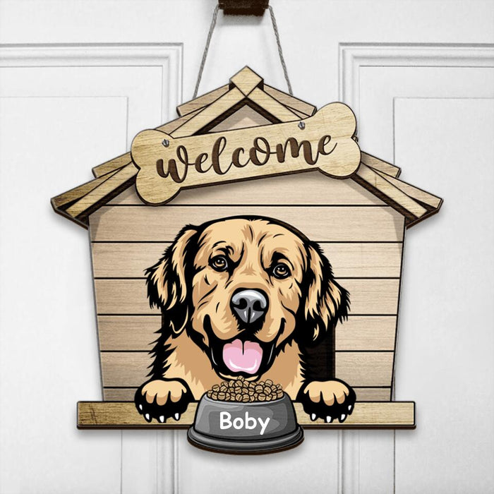 Custom Personalized Dog Door Sign - Gift Idea For Dog Love - Welcome To The Dog House